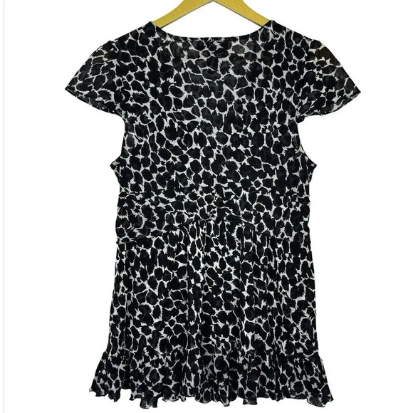 Vintage Y2K Fairy Whimsigoth INC Mesh Babydoll Top XL V-Neck Black Ruffle Hem - Picture 2 of 7